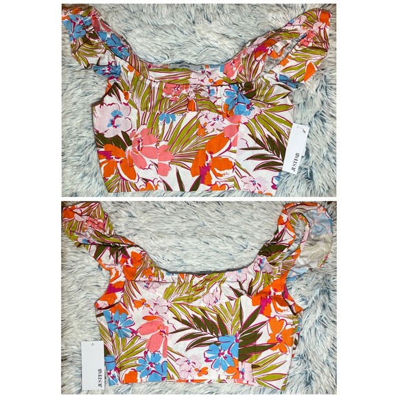 JustFab Floral Ruffle Crop Tank Top NWT - Picture 8 of 12